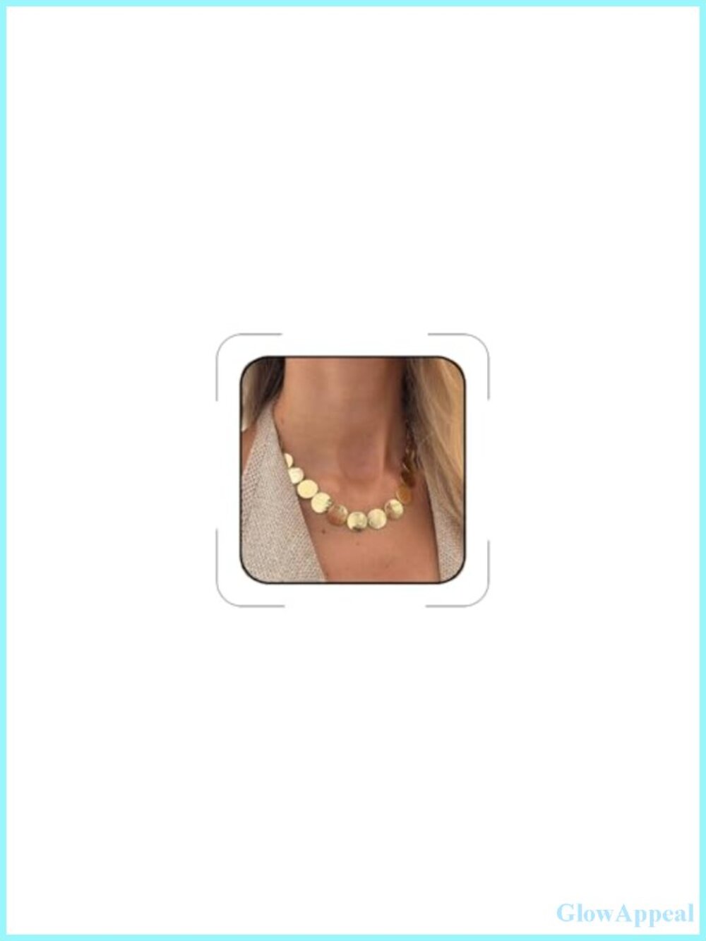 Gold Plated Choker Necklace Women Chunky Disc Chain Statement Jewelry